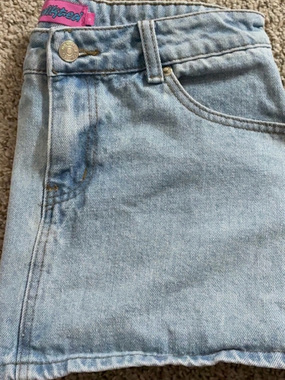 Edikted Light Blue Denim Mini Skirt